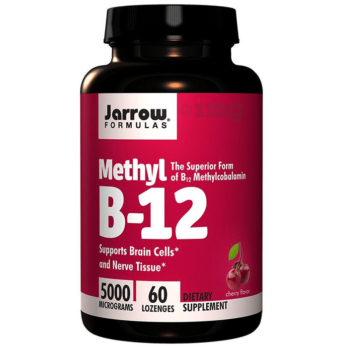Jarrow Formulas Methyl B-12 5000mcg Lozenges for Brain Cells & Nerve Tissues | Flavour Cherry