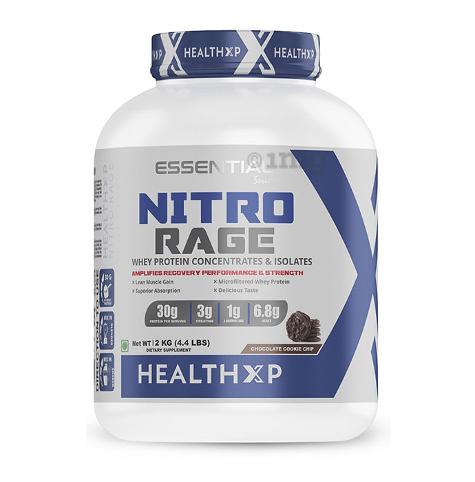 HealthXP Nitro Rage Whey Protein Concentrates & Isolates Powder Chocolate Cookie Chip