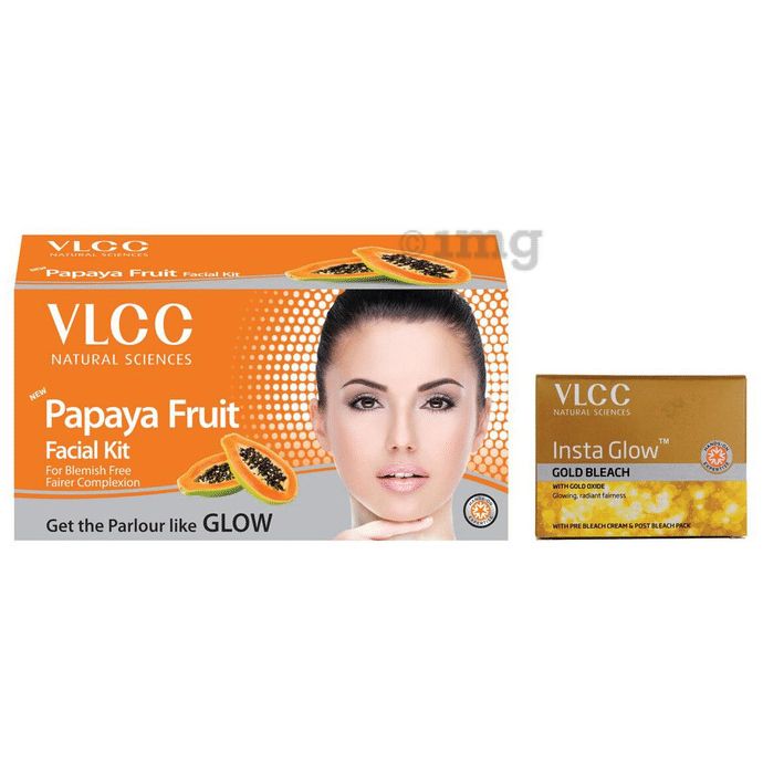VLCC Natural Sciences Combo of Papaya Facial Kit & Insta Glow Gold Bleach