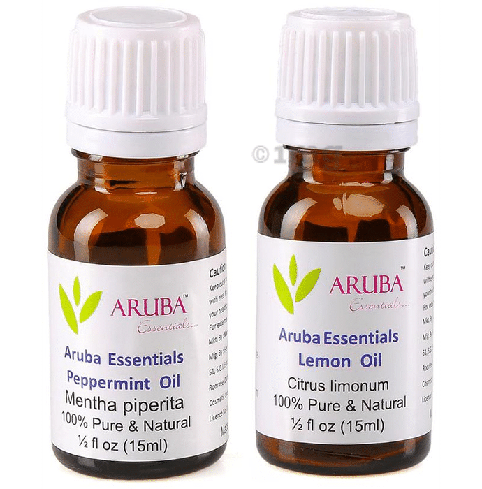 Aruba Essentials Combo Pack of Peppermint Oil and Lemon Oil (15ml Each)
