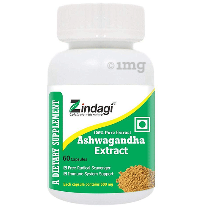 Zindagi Ashwagandha Extract 500mg Capsule Buy bottle of 60 capsules at