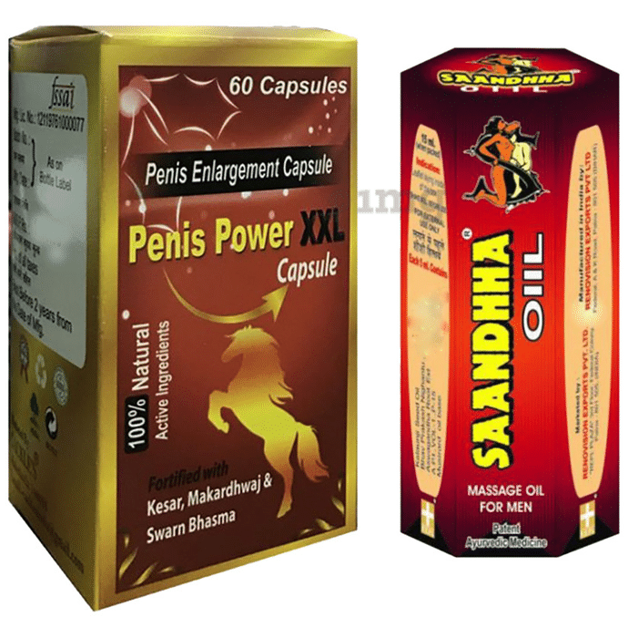 Cackle's Combo Pack of Penis Power XXL 60 Capsule & Saandhha Oil 15ml