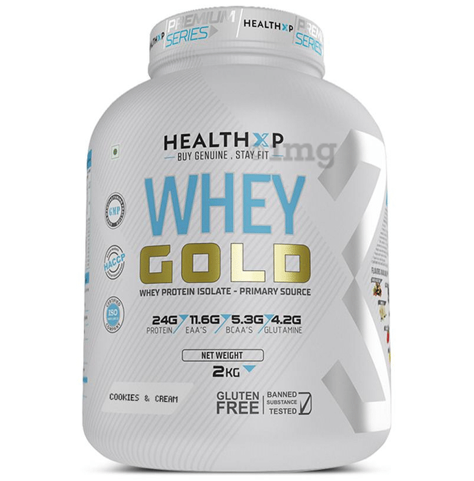 HealthXP Whey Gold Whey Protein Isolate Powder Cookies & Cream