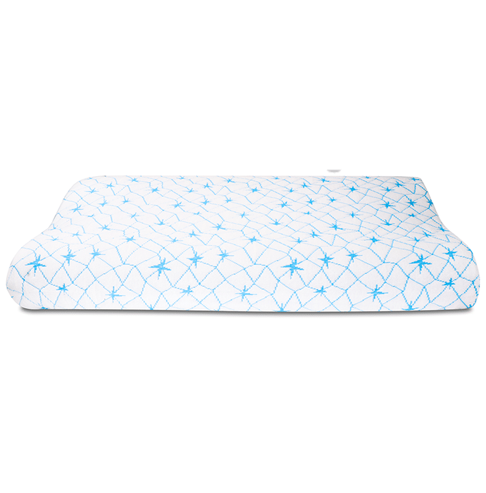 Sleepsia Premium Quality Thick Contour Gel Infused Pillow Medium Blue Star Fabric
