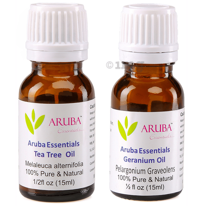 Aruba Essentials Combo Pack of Tea Tree Oil & Geranium Oil (15ml Each)