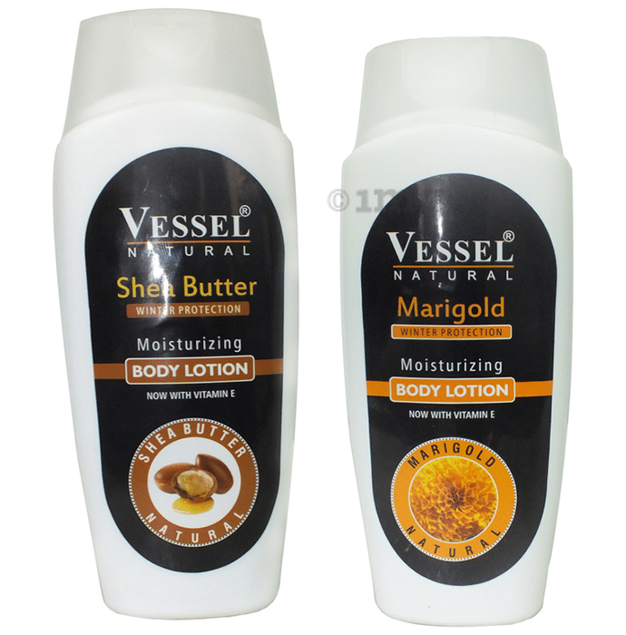 Vessel Combo Pack of Natural Winter Protection Moisturizing Body Lotion with Shea Butter and Marigold (200ml Each)
