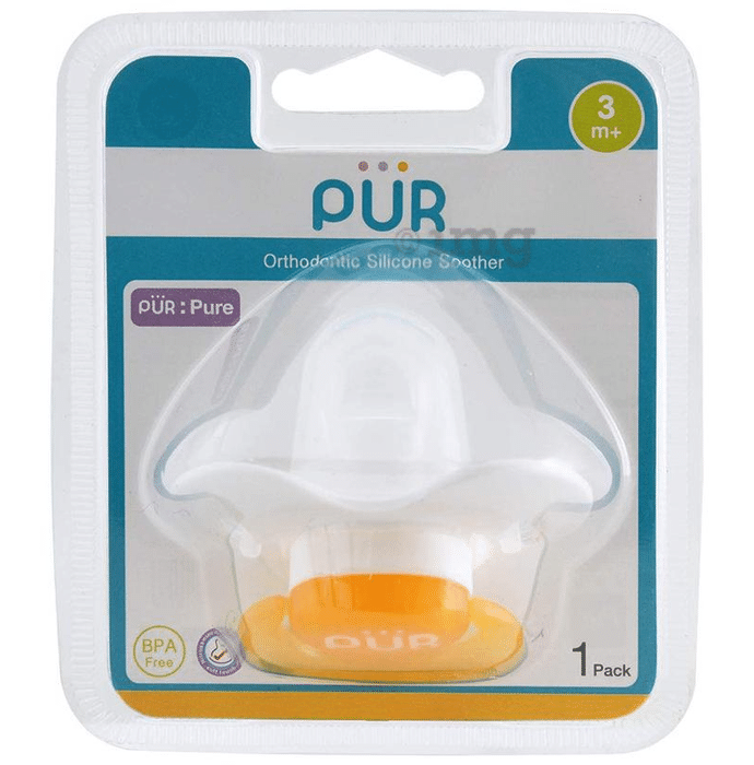 Pur Orthodontic Silicone Soother 3m+ Yellow