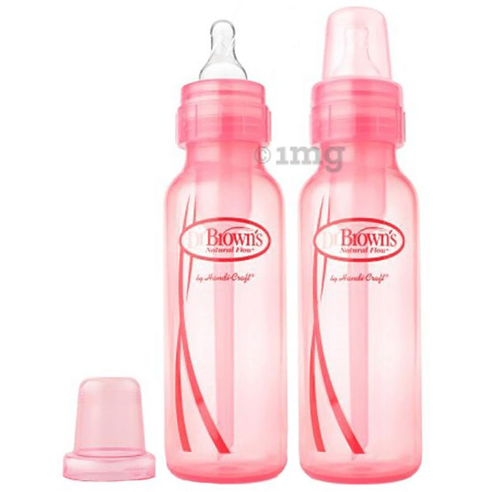 Dr Brown's Natural Flow Options Polypropylene Standard Neck Baby Feeding Bottle Pink