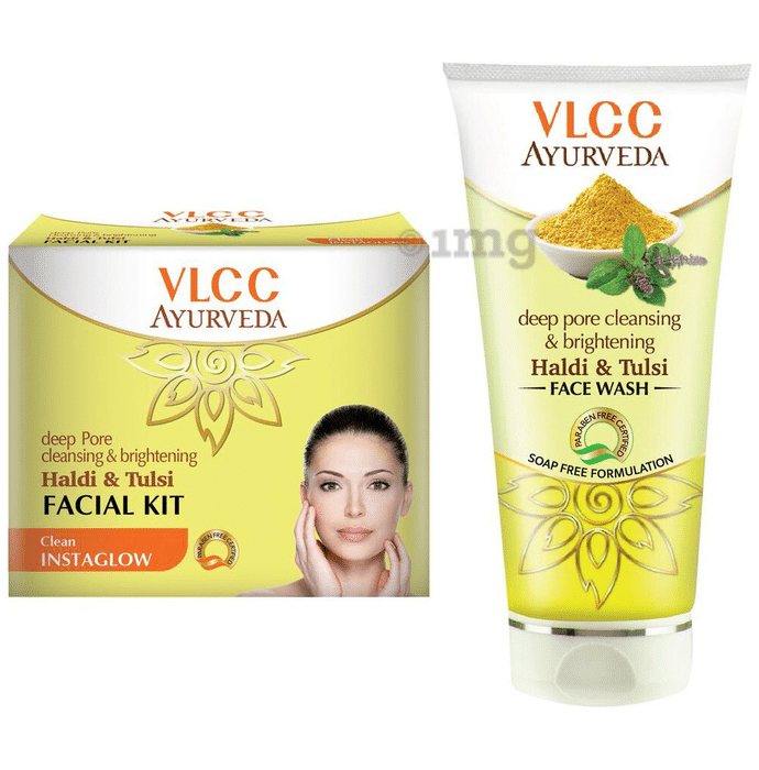 VLCC Ayurveda Combo of Haldi Tulsi Facial Kit and Haldi Tulsi Face Wash