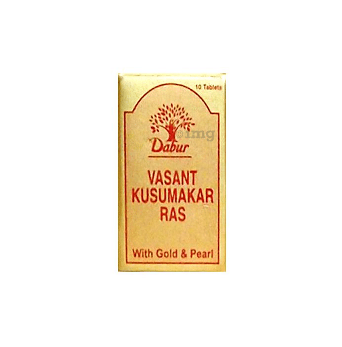 Dabur Vasant Kusumakar Ras with Gold & Pearl Tablet | For General Weakness, Heart Health, Immunity & Antioxidant Support