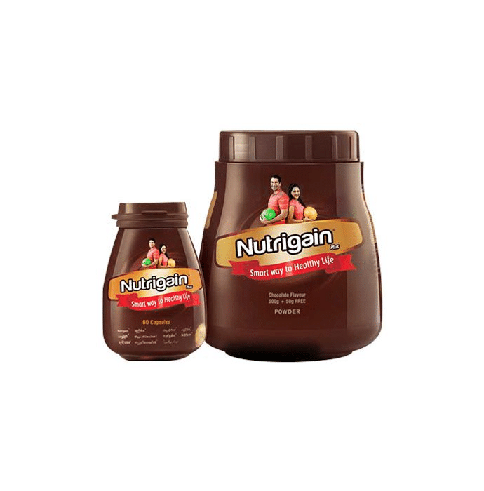Ayurwin Combo Pack OF Nutrigain Plus, 60Caps & Nutrigain Plus Powder, 500gm (Chocolate)