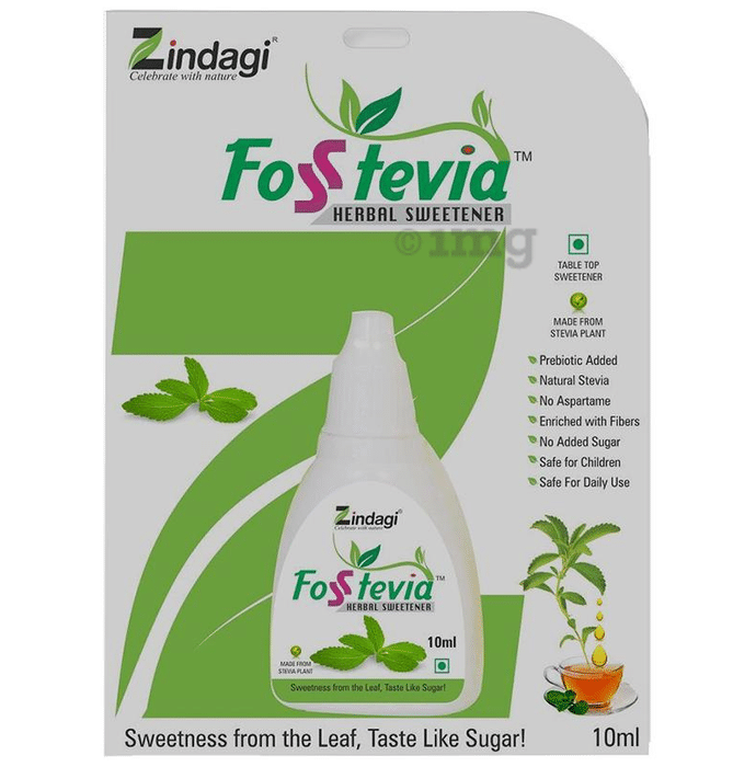 Zindagi Fosstevia Herbal Sweetener Liquid Drops with Added Probiotics & Fibres | No Added Sugar