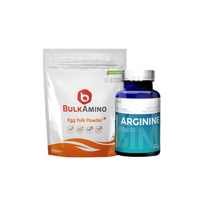Advance Nutratech Combo Pack of BulkAmino Egg Yolk Powder Unflavored 300gm and Arginine Pre-Workout 60 Capsules