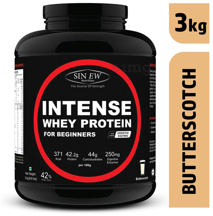 Sinew Nutrition Intense Whey Protein for Beginners with Digestive Enzymes Butterscotch