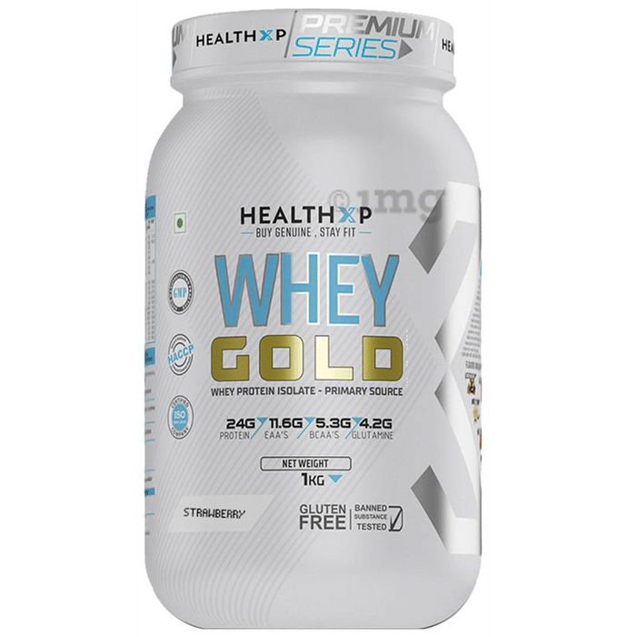 HealthXP Whey Gold Whey Protein Isolate Powder Strawberry