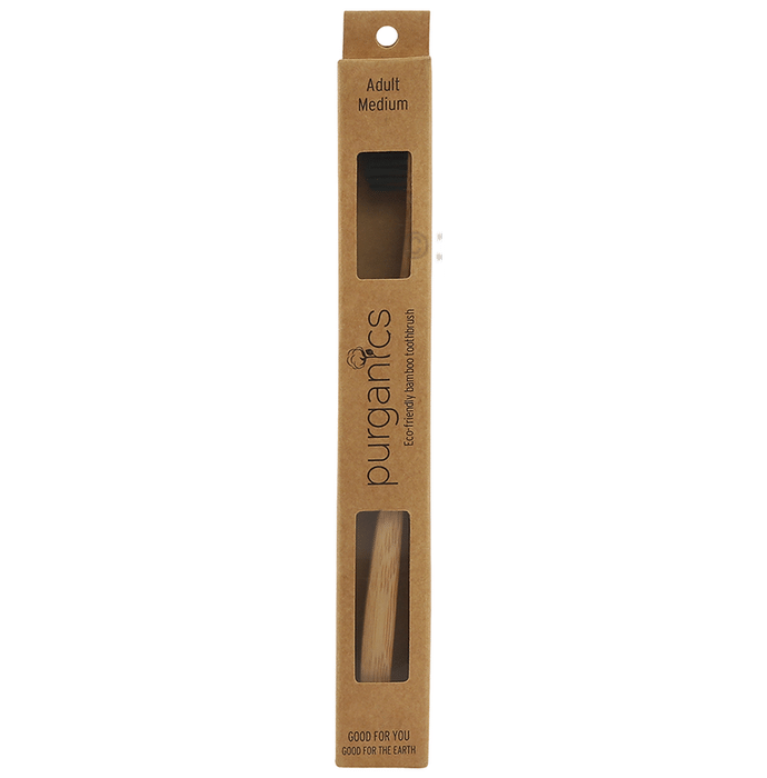 Purganics Bamboo Toothbrush for Adults Black Medium