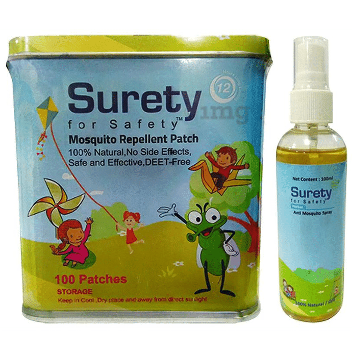Surety for Safety Combo Pack of Mosquito Repellent Patch 20 & Anti Mosquito Spray 100ml
