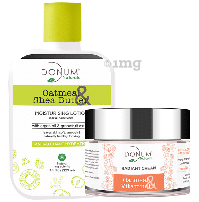 Donum Naturals Combo Pack of Radiant Cream and Oatmeal & Shea Butter Moisturising Lotion