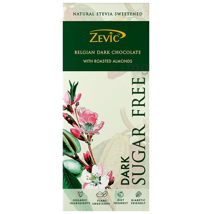 Zevic Belgian Dark Chocolate with Roasted Almonds | Diabetic Friendly | Sugar Free