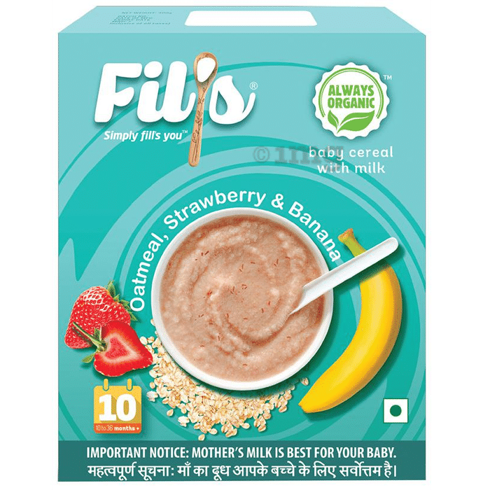 Fil's Baby Cereal with Milk (10 to 36 Months+) Oatmeal, Strawberry & Banana