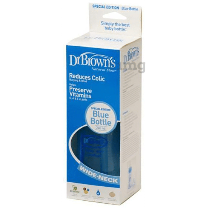 Dr Brown's Natural Flow Special Edition Wide Neck Baby Feeding Bottle Blue