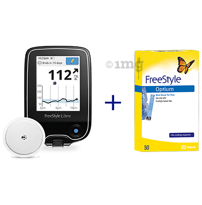 FreeStyle Combo Pack of Libre Sensor, Libre Reader and Optium Blood Glucose 50 Test Strip