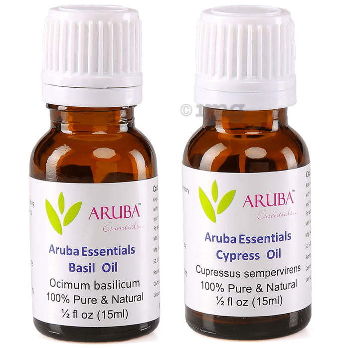 Aruba Essentials Combo Pack of Basil Oil & Cypress Oil (15ml Each)
