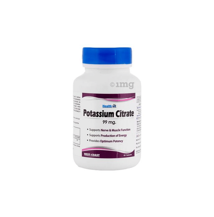 HealthVit Potassium Citrate 99mg | For Energy Production, Nerve & Muscle Function | Capsule