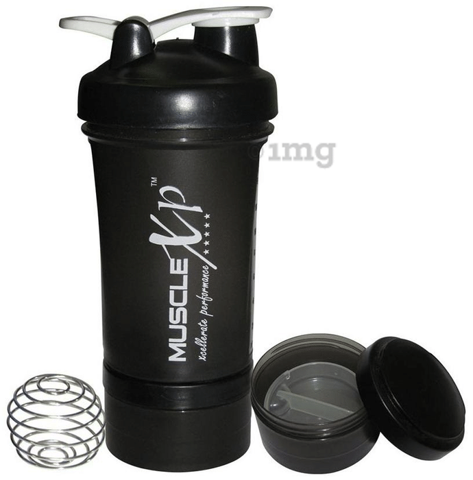 MuscleXP Advanced Stak Protein Shaker with Steel Ball Black & White