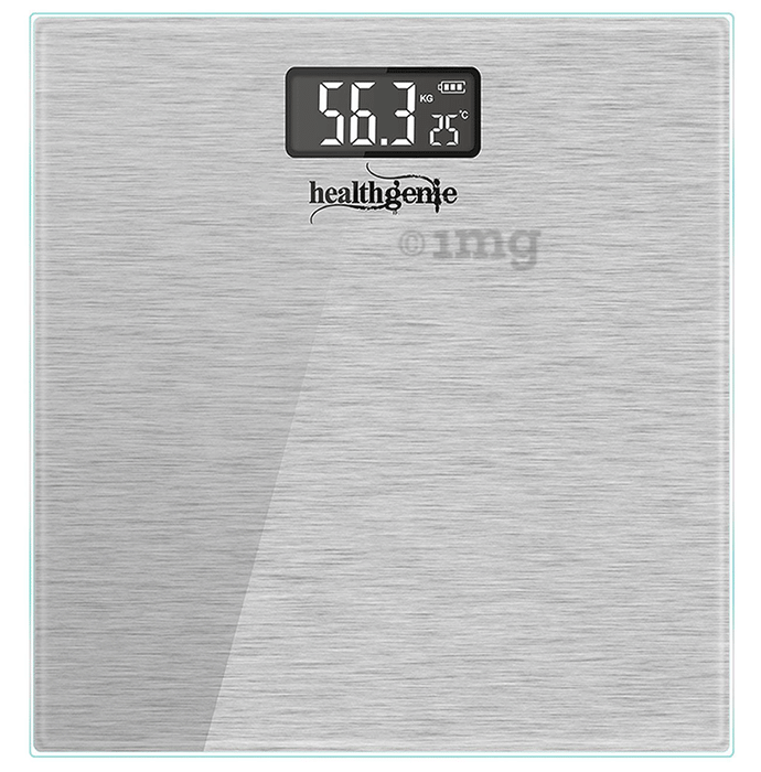 Healthgenie Digital Personal Weighing Scale- HD 221 Silver Brushed Metallic
