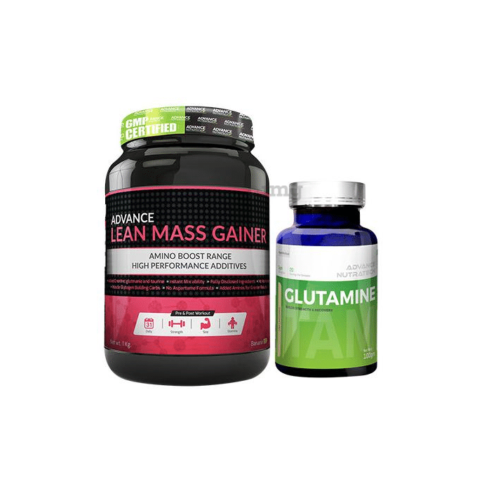 Advance Nutratech Combo of Lean Mass Gainer Banana and Glutamine Supplement Powder Unflavored 100gm