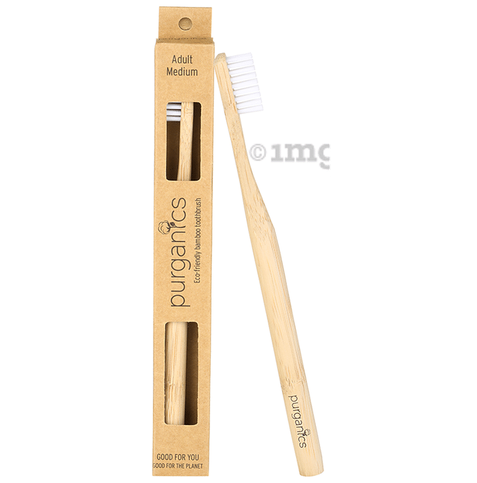 Purganics Bamboo Toothbrush for Adults White Medium