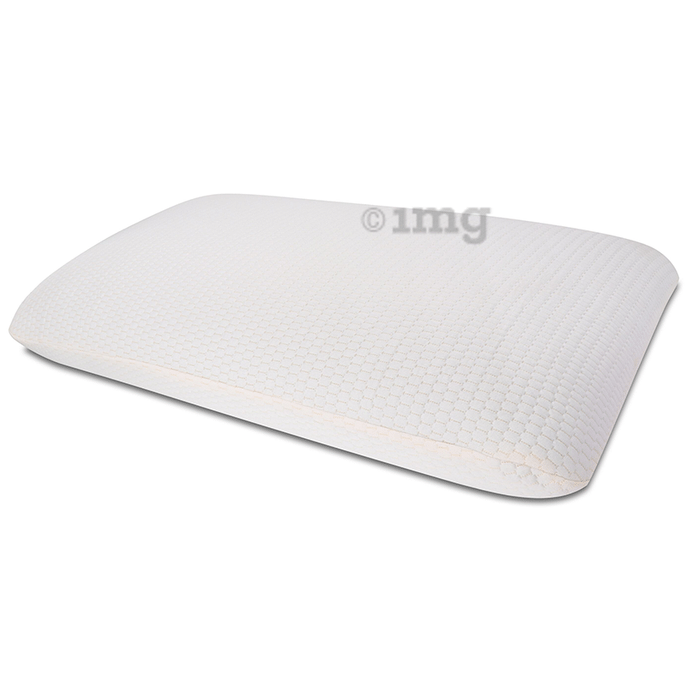 Sleepsia Standard Memory Foam Infused Gel Pillow Medium Off White Grid Fabric
