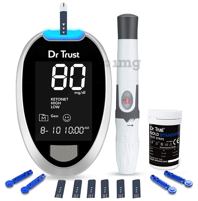 Dr Trust USA Gold Standard Blood Glucose Monitoring System Glucometer with 10 Test Strip