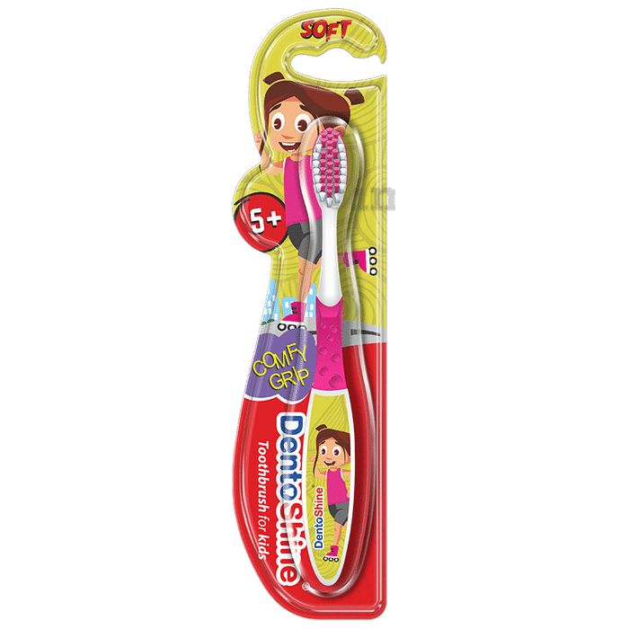 DentoShine Comfy Grip Toothbrush for Kids Pink Age 5+