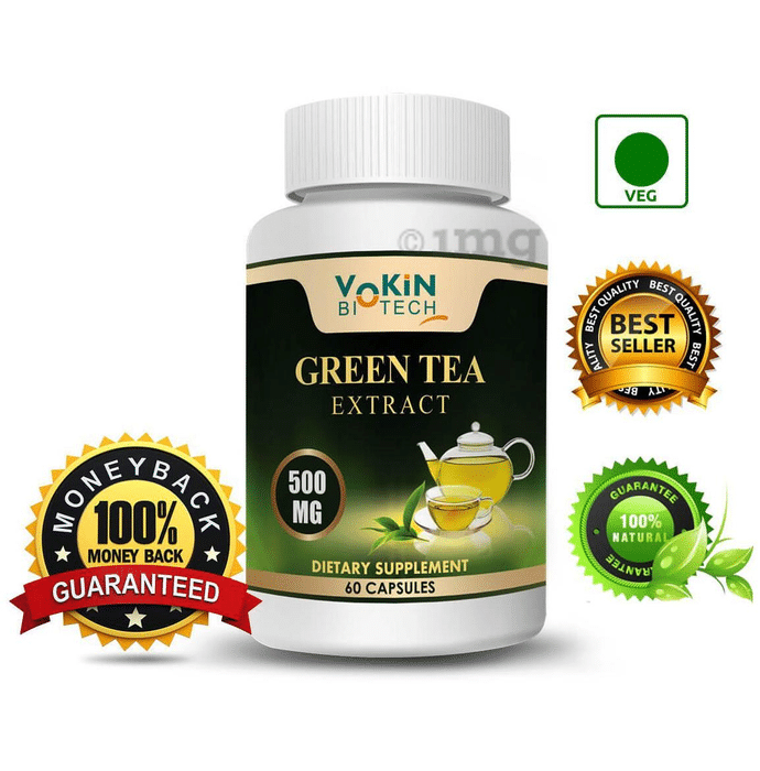 Vokin Biotech 100% Natural Green Tea Extract 500mg Capsule