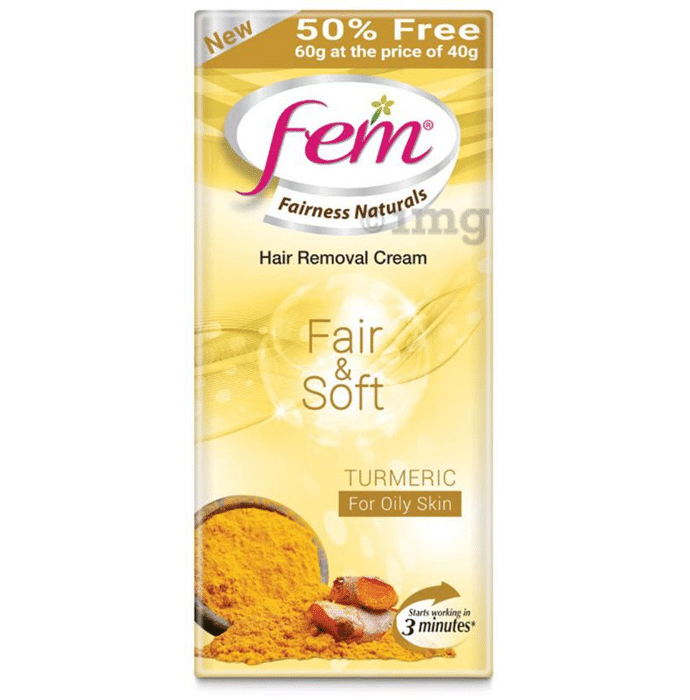 Fem Fair & Soft Hair Removal Cream Turmeric: Buy box of 60 gm Cream at best  price in India | 1mg