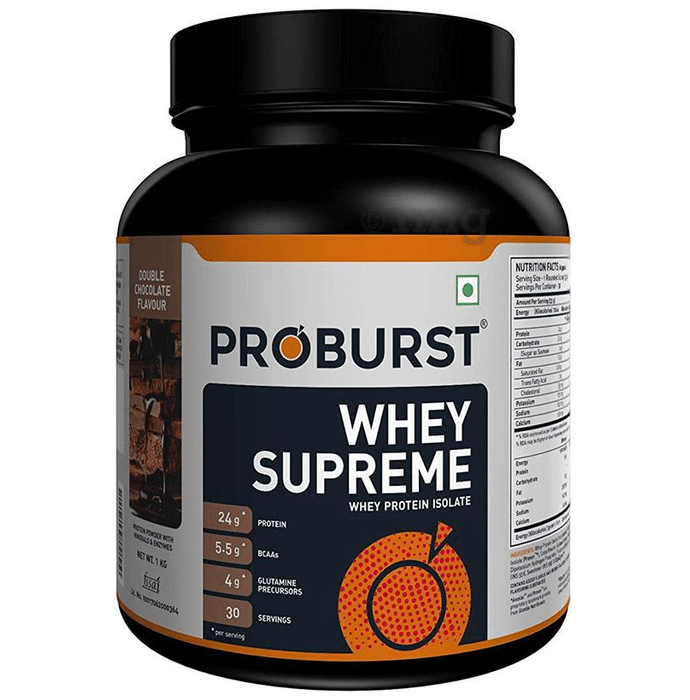 Proburst Whey Supreme Protein | With BCAAs & Glutamine for Muscle Recovery | Flavour Powder Double  Chocolate