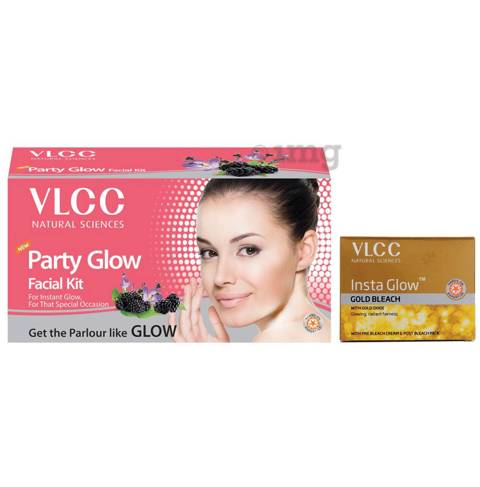 VLCC Natural Sciences Combo of Party Glow Facial Kit & Insta Glow Gold Bleach