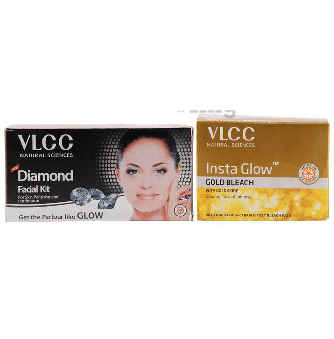 VLCC Natural Sciences Combo of Diamond Facial Kit & Insta Glow Gold Bleach