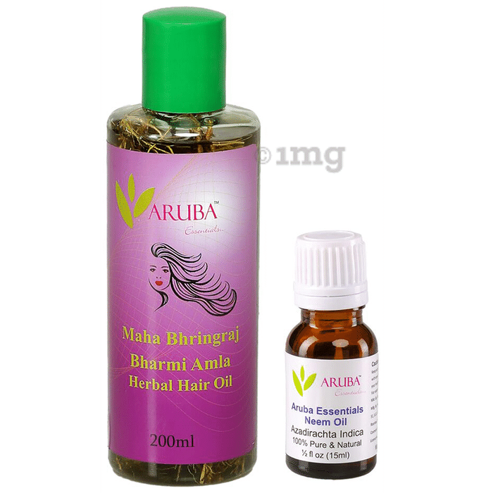 Aruba Essentials Combo Pack of Bharmi Amla 200ml & Neem Herbal Hair Oil 10ml