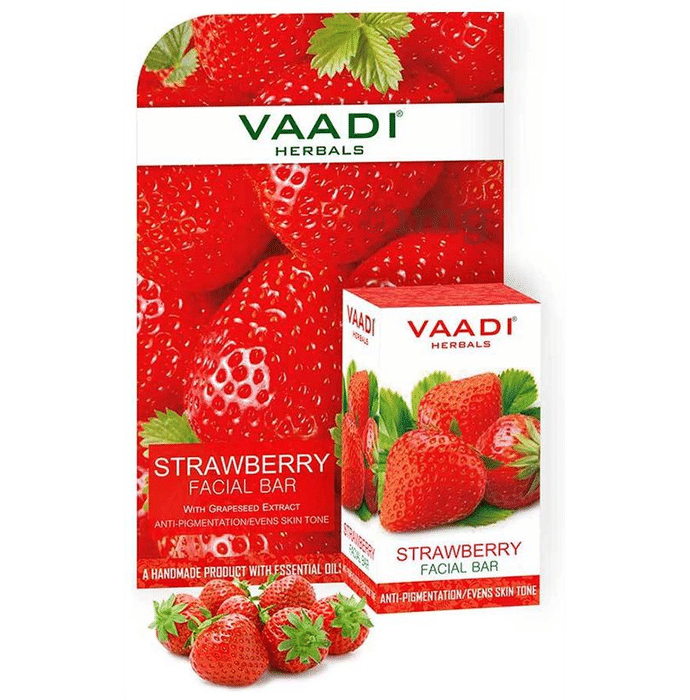Vaadi Herbals Super Value Pack of Strawberry Facial Bars with Grapeseed Extract