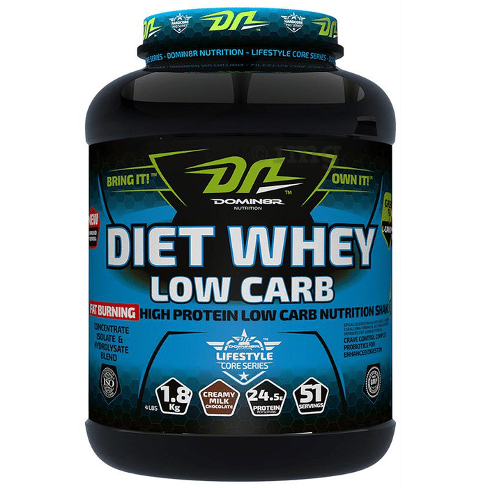DOMIN8R Diet Whey Protein Low Carb Powder Creamy Milk Chocolate