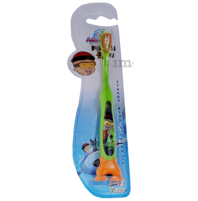 Adore Mighty Raju Kids Toothbrush with Cap and Tongue Cleaner