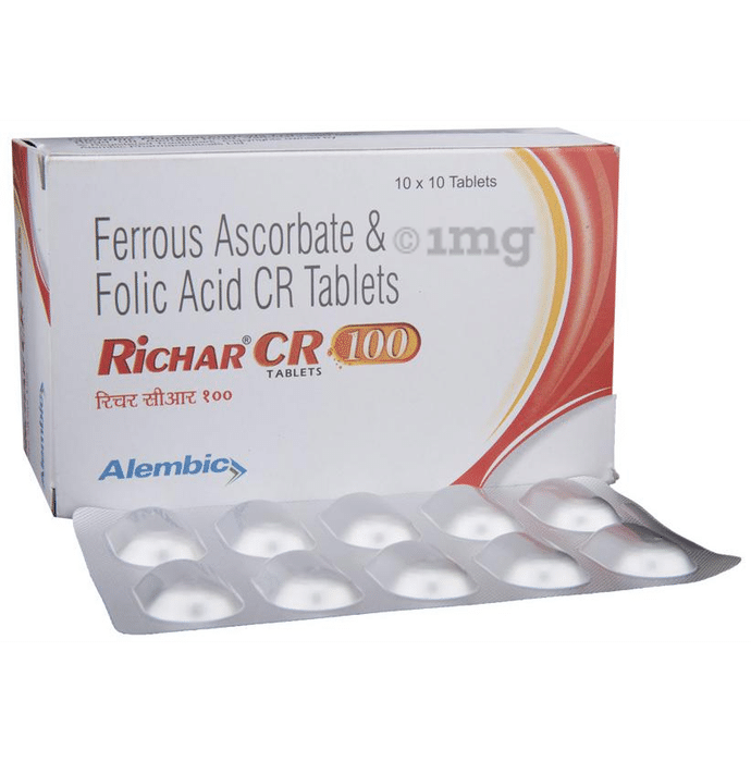 Richar CR 100 Tablet with  Ferrous Ascorbate & Folic Acid