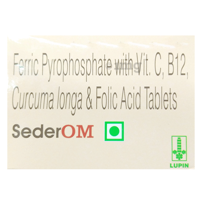 SederOM Tablet with Ferric Phosphate, Vitamin C & B12, Curcuma Longa & Folic Acid