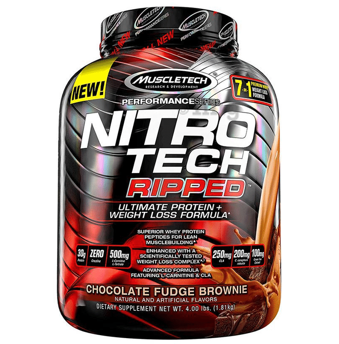 Muscletech Performance Series Nitro Tech Ripped Ultimate Protein+Weight Loss Formula Chocolate Fudge Brownie