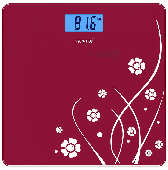 Venus Prime Lightweight ABS Digital/LCD Personal Health Body Weight Weighing Scale Red Glass with Backlight