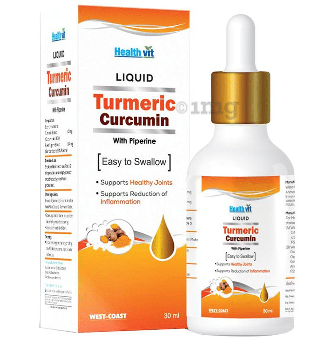 HealthVit Turmeric Curcumin with Piperine Liquid Drop with Dropper