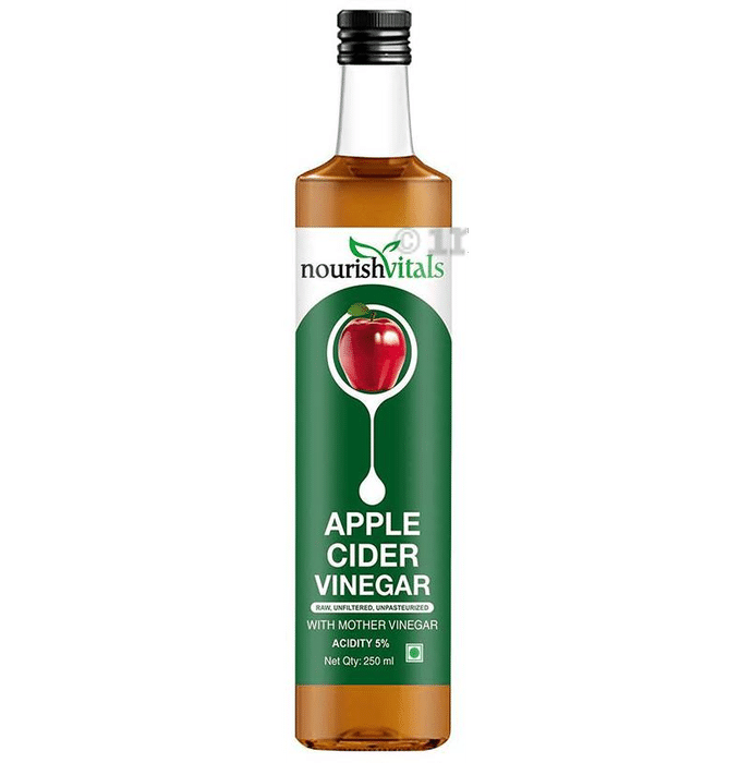 NourishVitals Apple Cider Vinegar ACV with Mother Vinegar Acidity 5% | For Metabolism & Weight Loss